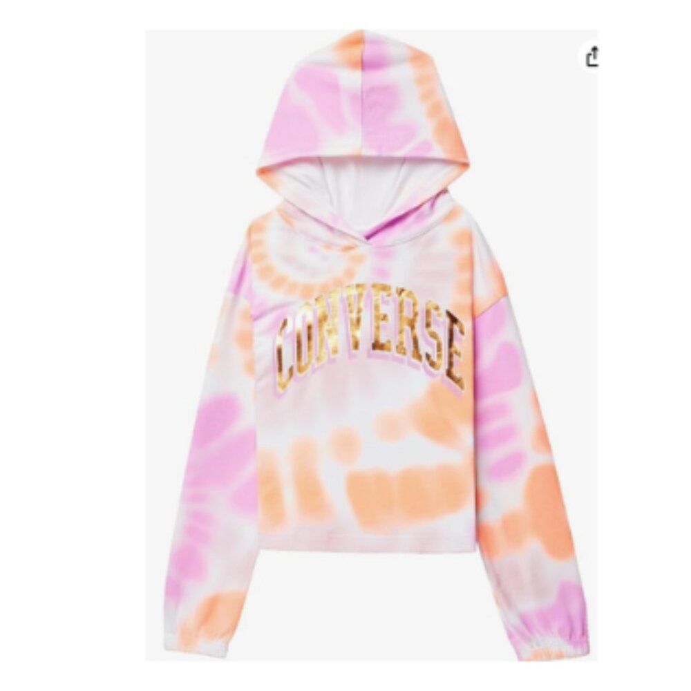 Converse Girl's All Over Print Tie-Dye Boxy Hoodie L